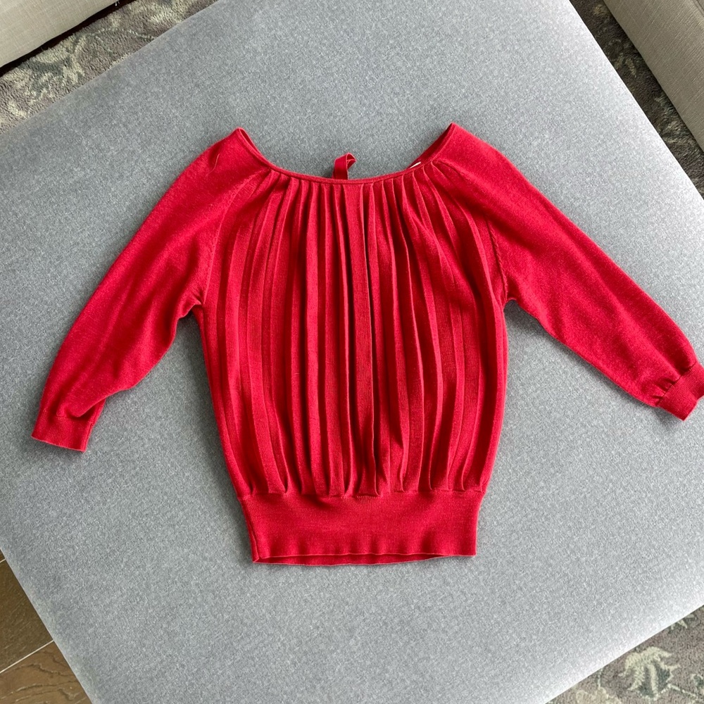 LOFT Red Boat Neck Sweater | XS | 3/4 Sleeves